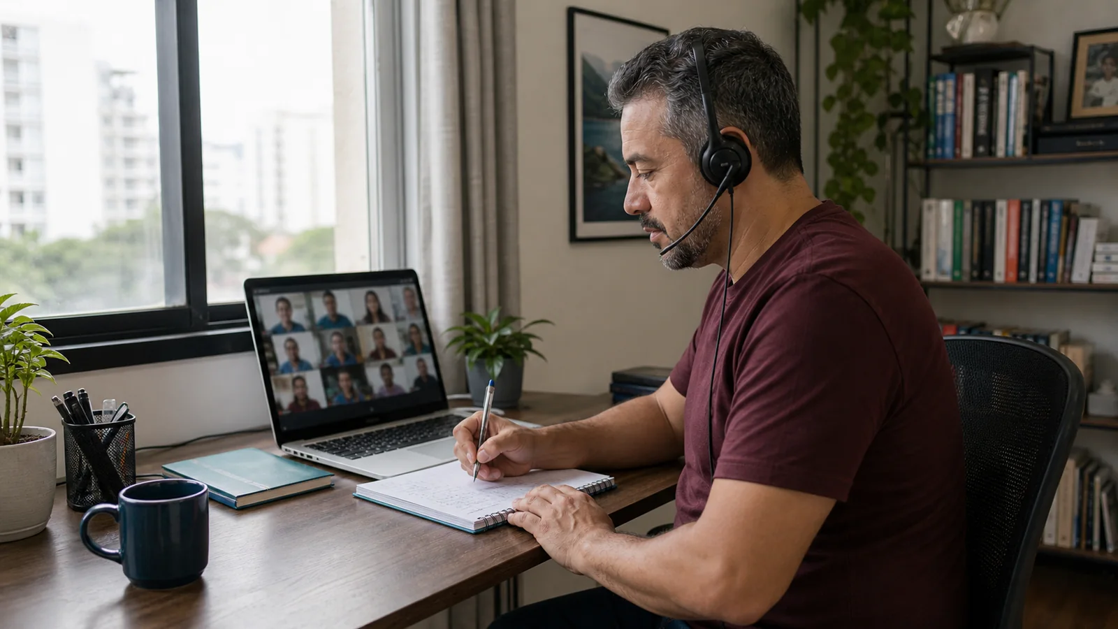 Profissional brasileiro trabalhando em home office